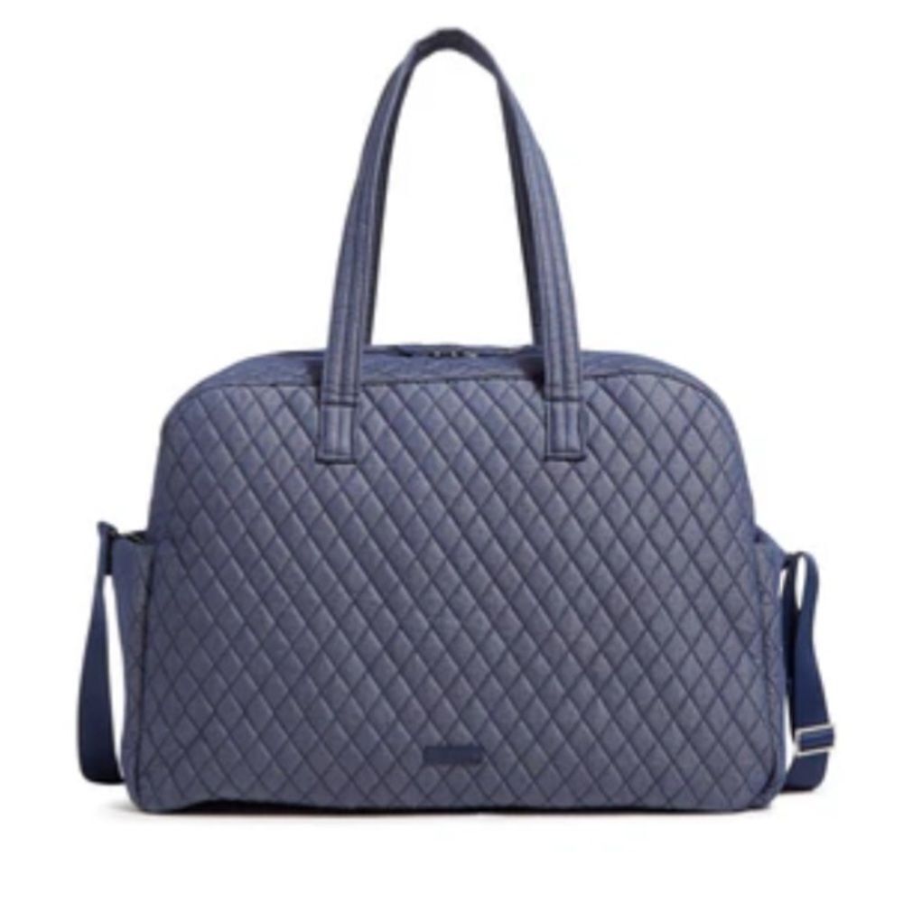 Vera Bradley Denim Moonlight Navy Quilted Grand Traveler Bag